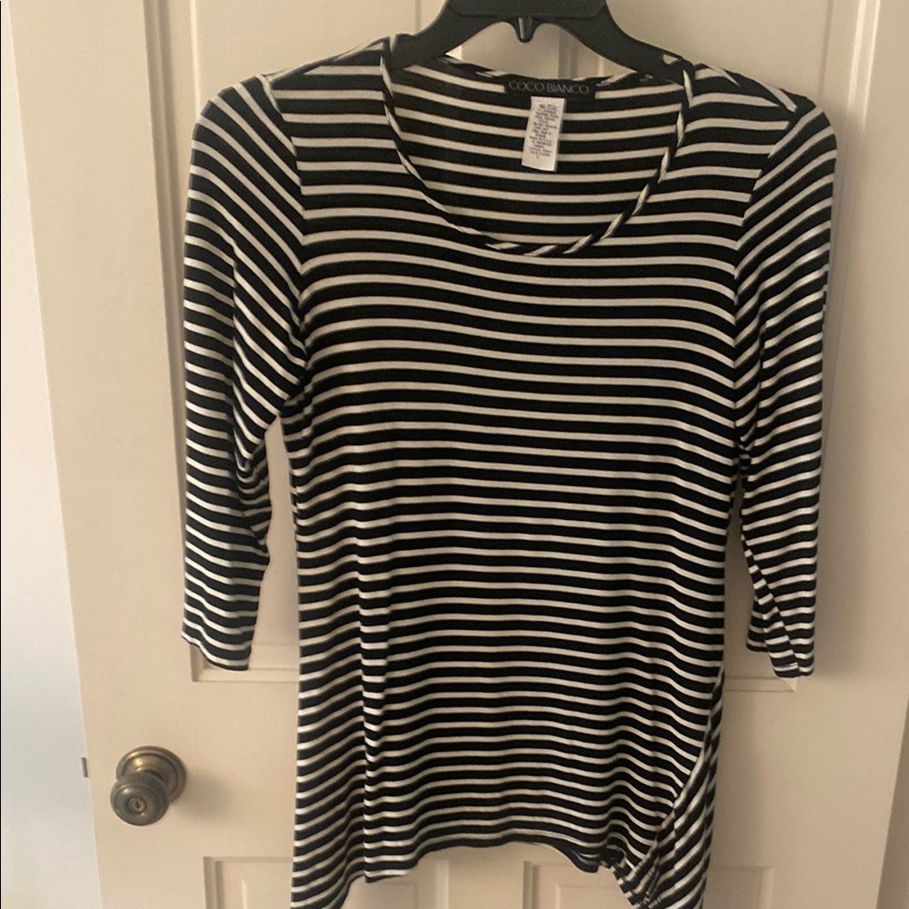 Coco Bianco Black and White Fitted 3/4 Sleeve Tunic